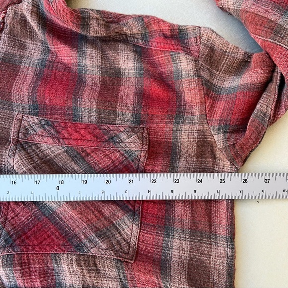 OLI & HALI plaid and waffle pink/rust color, size small, frayed seam Women’s M - Picture 6 of 10